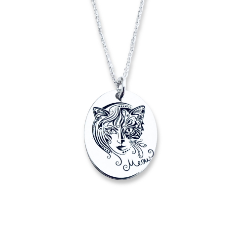 Cadouri adolescenti - Lantisor personalizat din argint pandantiv Oval - Catwoman