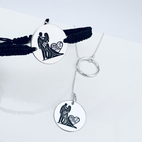 Bratari argint barbati personalizate - Set bijuterii personalizate miri - Cadou nunta