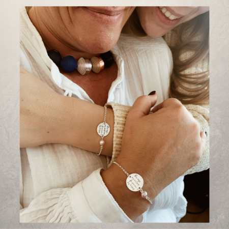 Set Bratari personalizata argint cu banut si perla Mother & Daughter [1]
