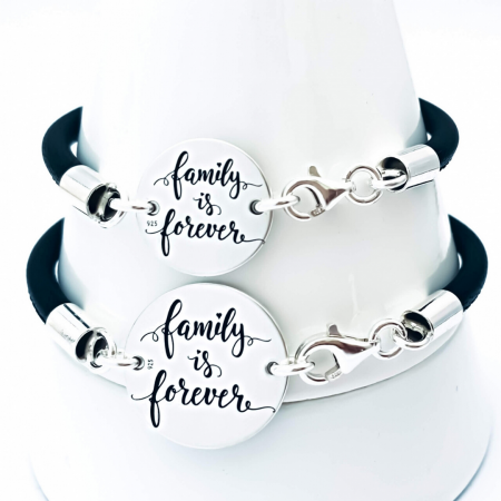 Set bratari personalizate cuplu din argint&piele Family is forever [5]