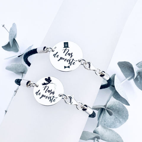 Cadou Personalizat Nasi bratari personalizate Argint & Piele [3]