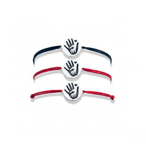 Set bratari personalizate argint, snur textil reglabil - Family [2]