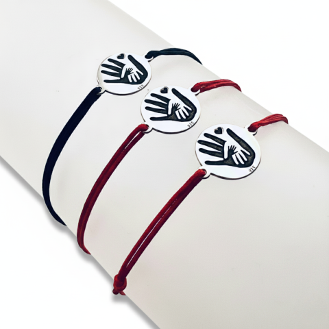 Set bratari personalizate argint, snur textil reglabil - Family [1]