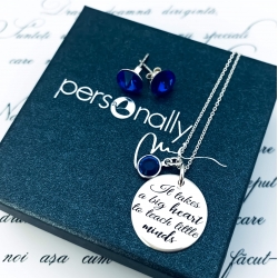 Set colier argint personalizat Big Heart & Cercei Rivoli Cristale [1]