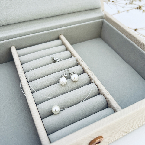 Cercei argint personalizati - Set Colier si Cercei Perlute Swarovski