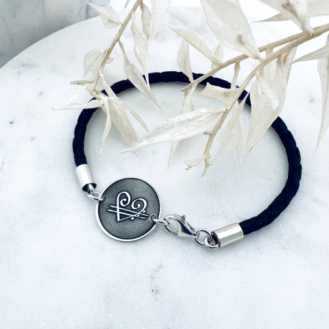 Bratara personalizata argint snur piele, Unconditional Love [1]