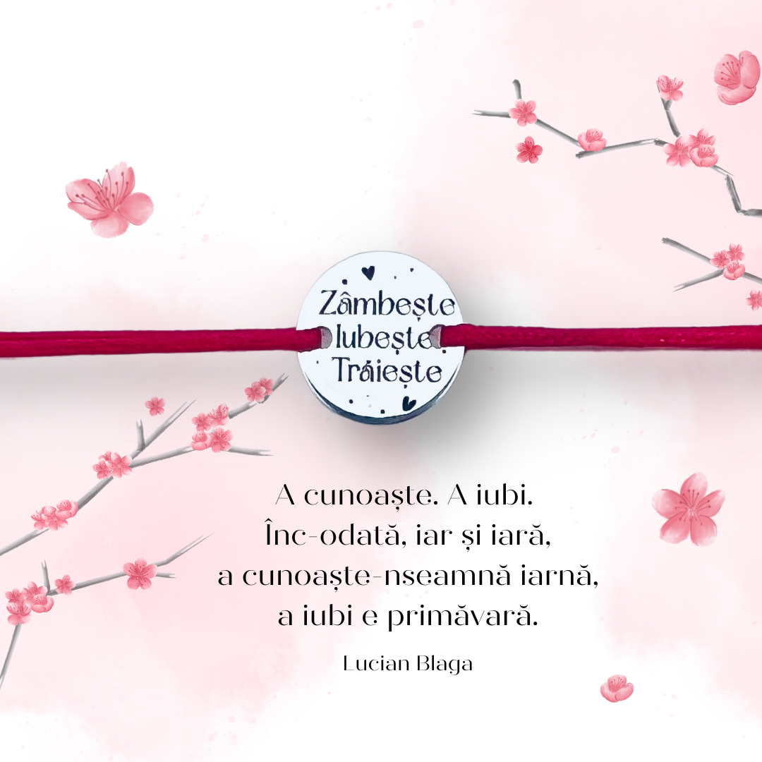 Martisor argint, personalizat, snur reglabil, Zambeste, iubeste, traieste
