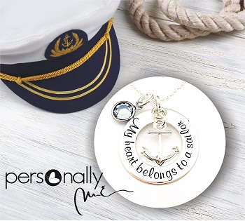 Colier argint gravat My Heart belongs to a sailor