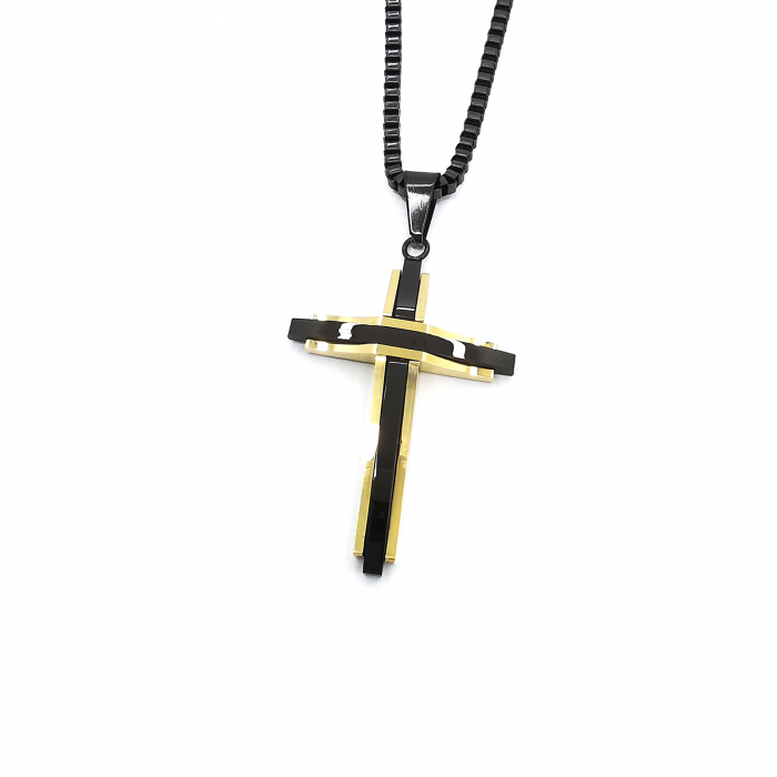 Lant Cruciulita Inox Auriu Negru Personal Style [2]