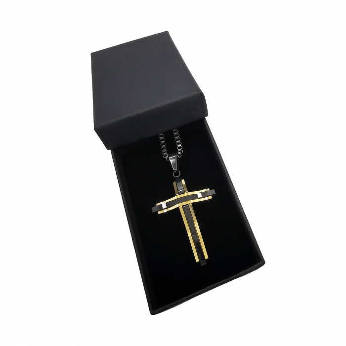 Lant Cruciulita Inox Auriu Negru Personal Style [3]