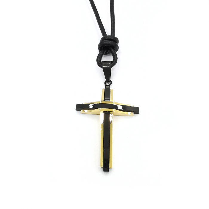 Cruciulita Inox Auriu Negru Snur Personal Style [2]