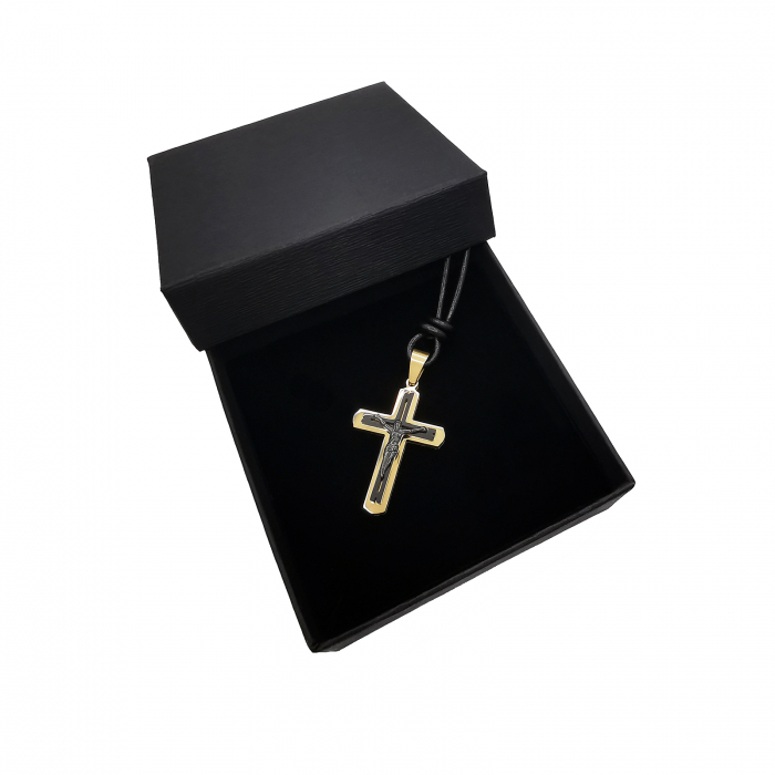 Cruciulita Inox cu Snur Piele Negru Personal Style 00A316s [3]