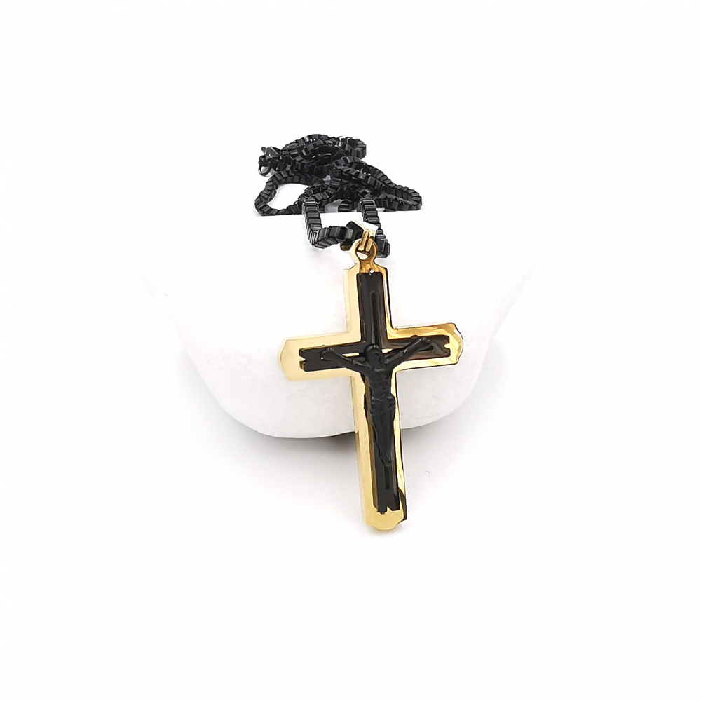 Lant Cruciulita Inox Auriu Negru Personal Style 00A316 [3]