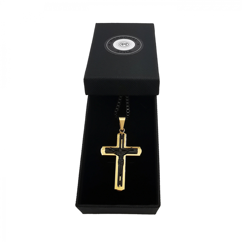 Lant Cruciulita Inox Auriu Negru Personal Style 00A316 [2]