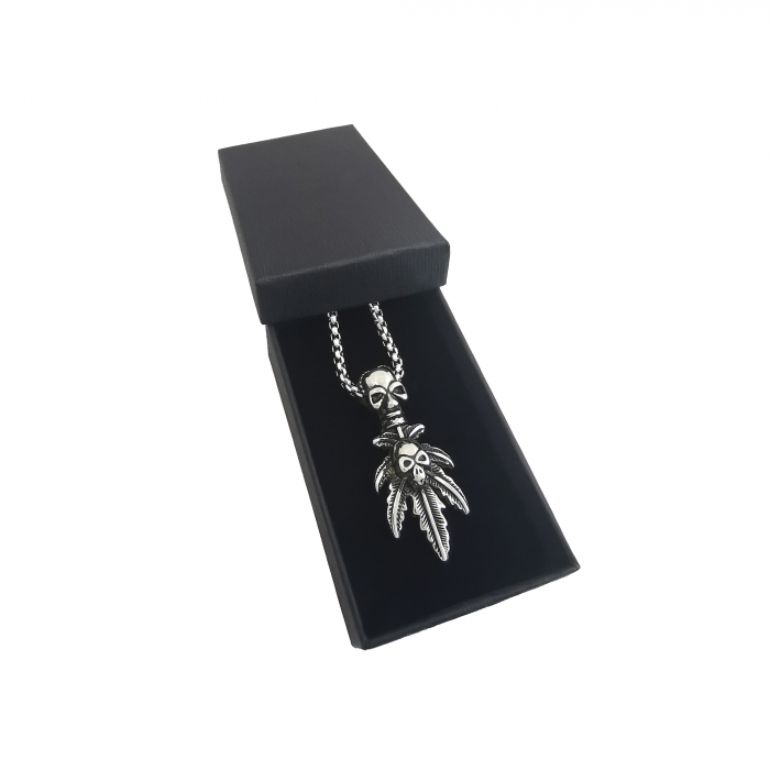 Lant Pandantiv Marijuana Skull Inox [2]