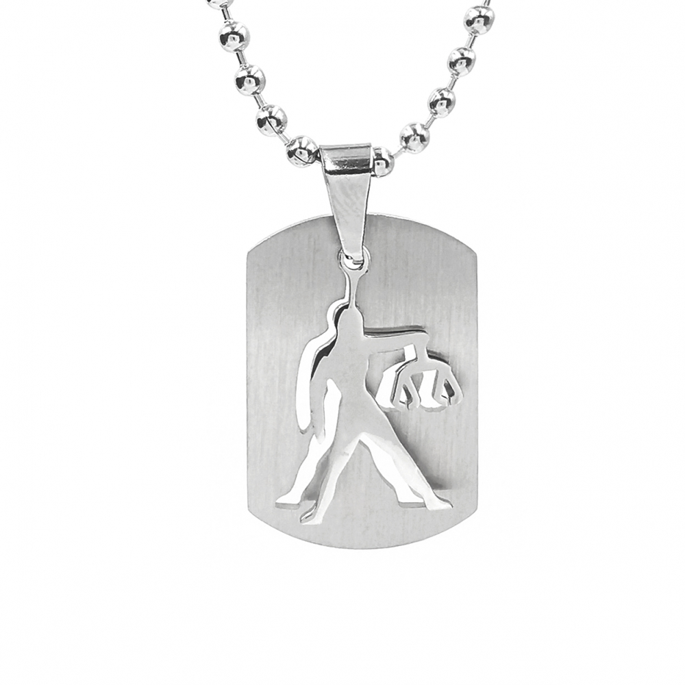 Lant inox US Army cu pandantiv Dog Tag tip placuta identificare zodia Balanta [2]