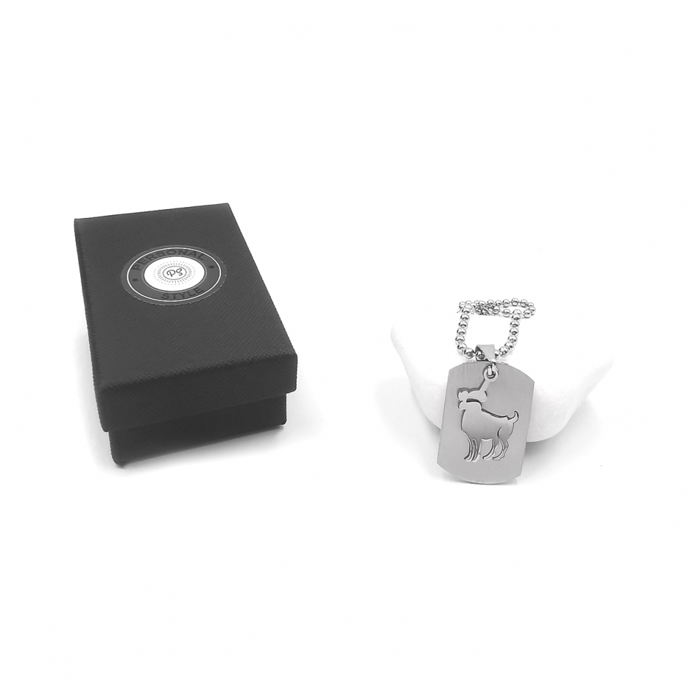 Lant inox US Army cu pandantiv Dog Tag tip placuta identificare zodia berbec [5]