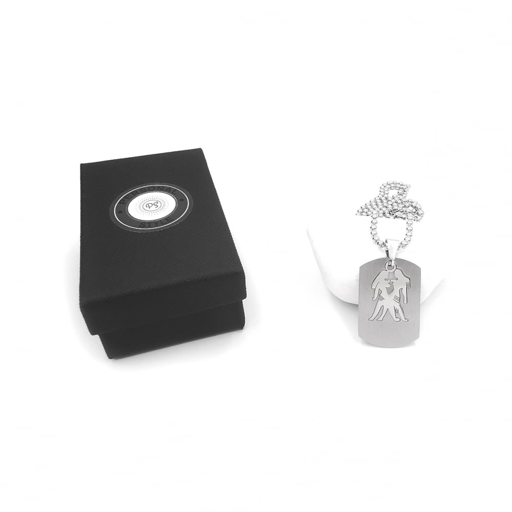 Lant inox US Army cu pandantiv Dog Tag tip placuta identificare zodia Gemeni [5]