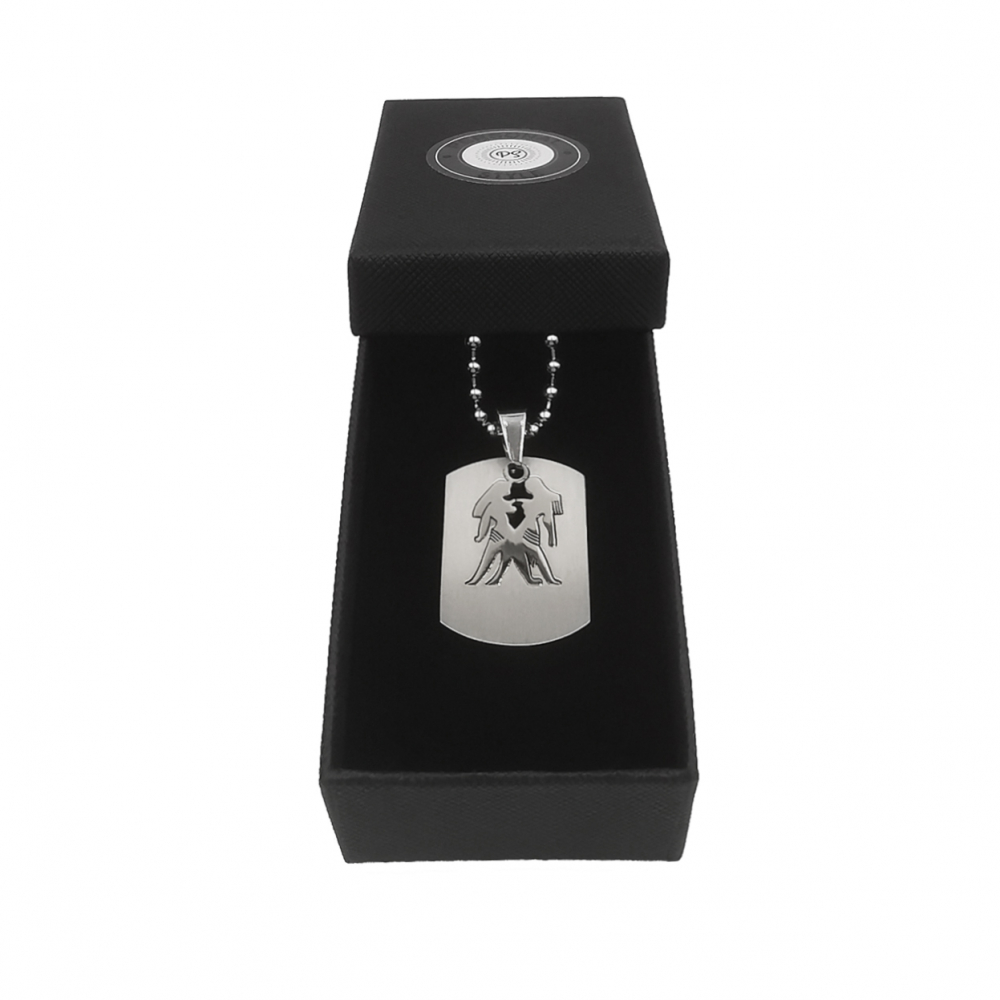 Lant inox US Army cu pandantiv Dog Tag tip placuta identificare zodia Gemeni [3]