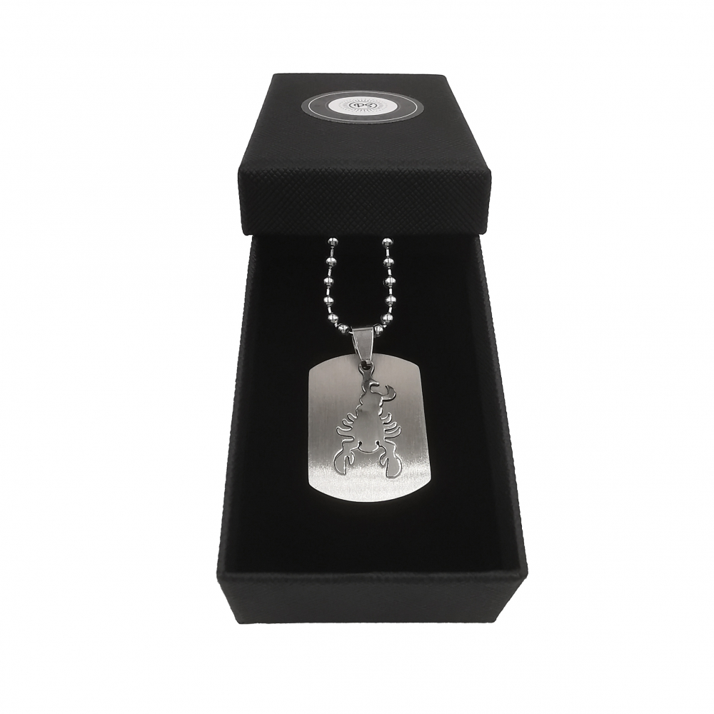 Lant inox US Army cu pandantiv Dog Tag tip placuta identificare zodia Scorpion [4]