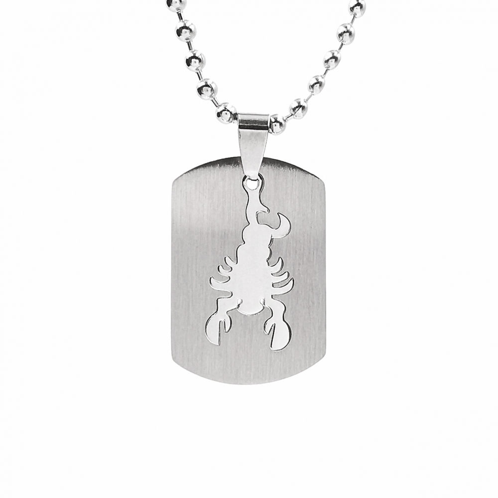 Lant inox US Army cu pandantiv Dog Tag tip placuta identificare zodia Scorpion [1]