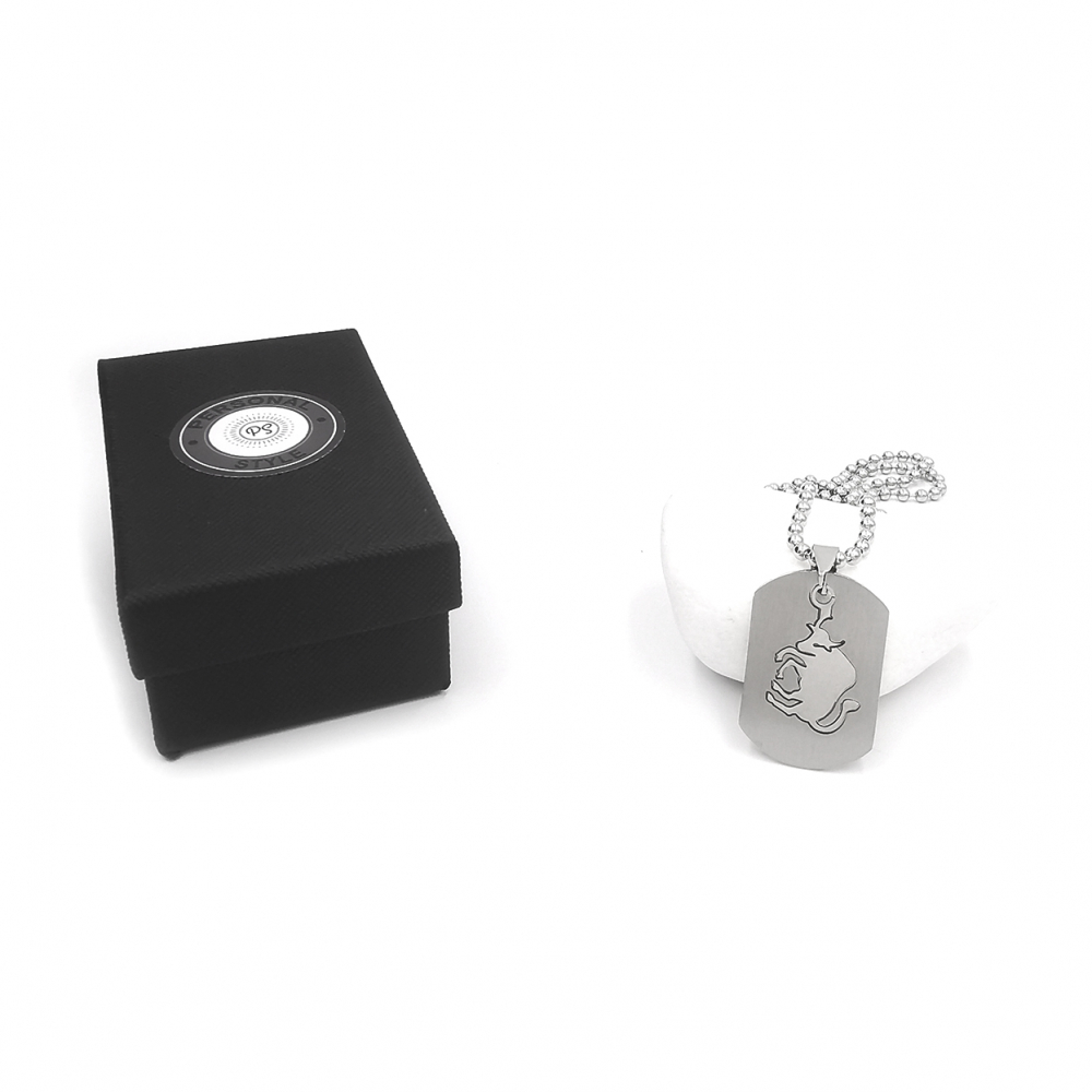 Lant inox US Army cu pandantiv Dog Tag tip placuta identificare zodia Taur [5]