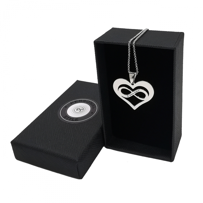Lantisor argint 925 rodiat cu pandantiv inimioara cu simbol infinit Te Iubesc Infinit AGP024 Personal Style [2]