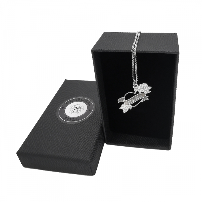 Lantisor argint 925 rodiat cu pandantiv inimioara cu Trandafir pentru Mama AGP023 Personal Style [2]
