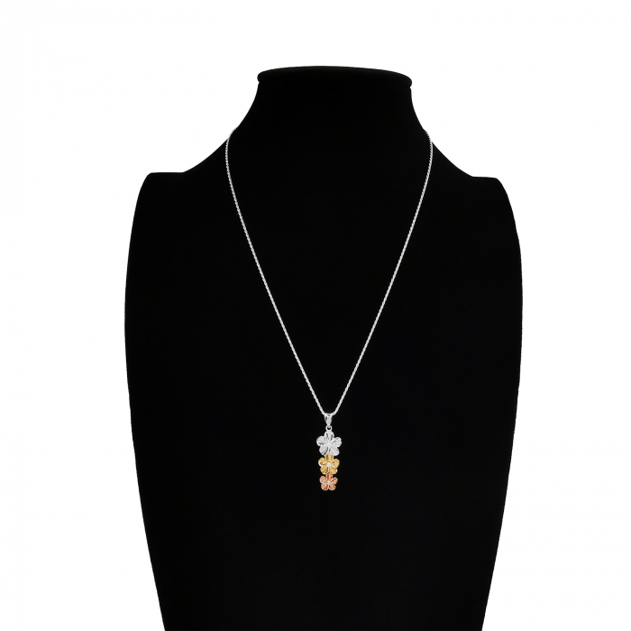 Lantisor Pandantiv Plumeria Argint 925 Placat cu Aur [3]