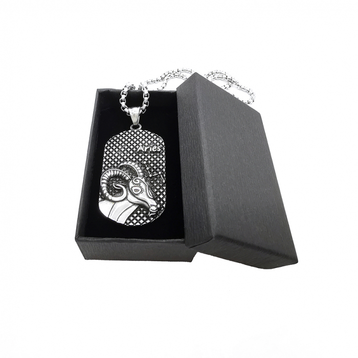 Lant Pandantiv Zodia Berbec Dog Tag Inox [2]
