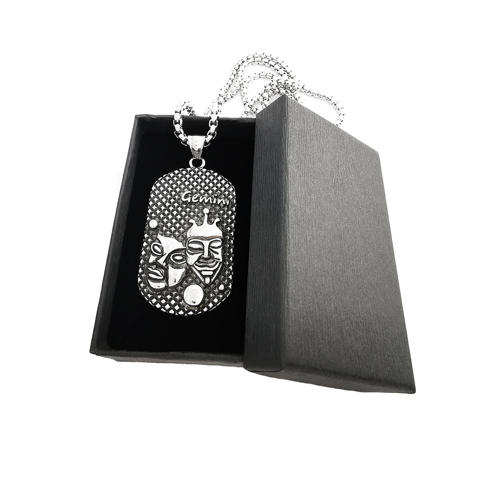Lant Pandantiv Zodia Gemeni Dog Tag Inox [4]