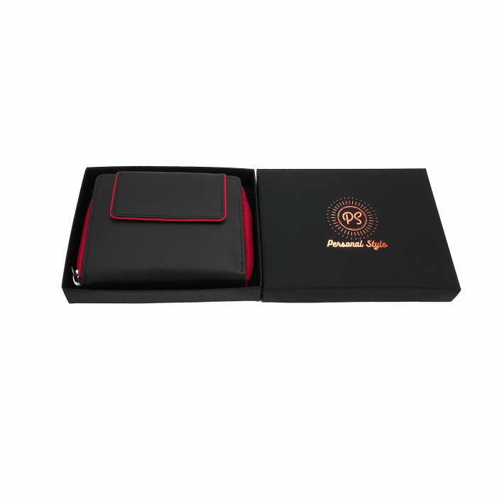 Portofel dama piele negru rosu PersonalStyle 00P018r [2]