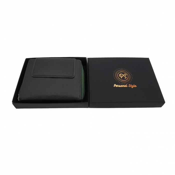 Portofel dama piele negru verde personal style 00P018v [2]
