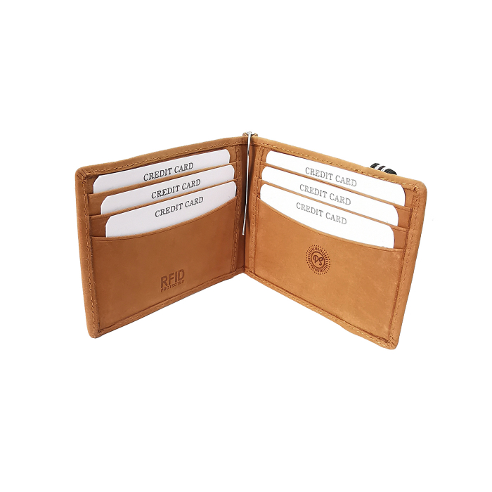 Portofel piele naturala port card cu clips bancnote maro Personal Style 00P010 [4]