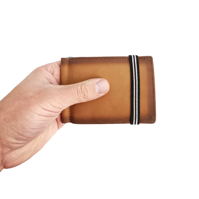 Portofel piele naturala port card cu clips bancnote maro Personal Style 00P010 [5]