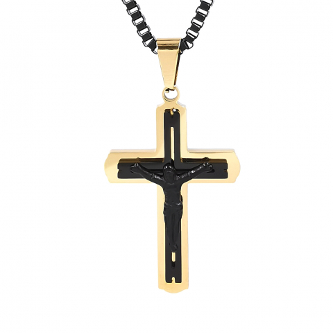 Cruciulite - Lant Cruciulita Inox Auriu Negru Personal Style 00A316