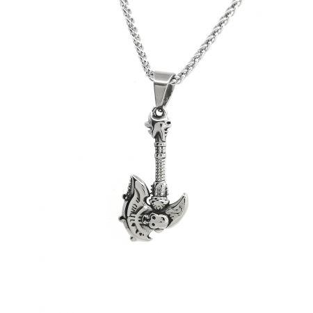 Lanturi barbati - Lant Pandantiv Topor Viking Skull Inox