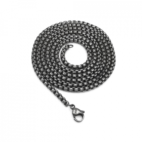 Lanturi - Lant inox pentru pandantive medalioane lungime 75 cm grosime 3 mm gri gunmetal
