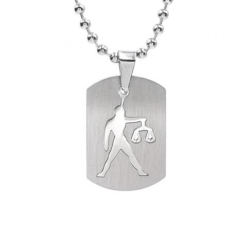 Lanturi barbati - Lant inox US Army cu pandantiv Dog Tag tip placuta identificare zodia Balanta