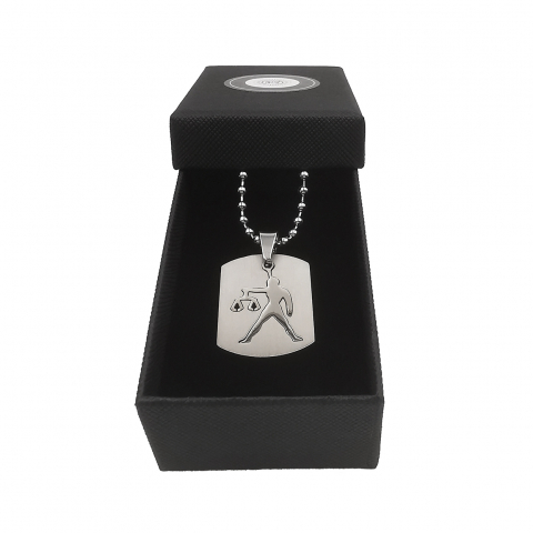 Lant inox US Army cu pandantiv Dog Tag tip placuta identificare zodia Balanta [2]