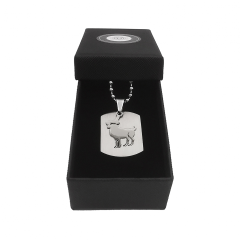 Lant inox US Army cu pandantiv Dog Tag tip placuta identificare zodia berbec [3]