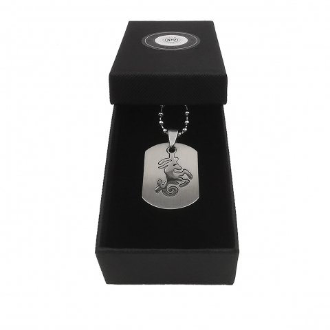 Lant inox US Army cu pandantiv Dog Tag tip placuta identificare zodia Capricorn [3]