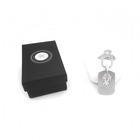 Lant inox US Army cu pandantiv Dog Tag tip placuta identificare zodia Gemeni [4]