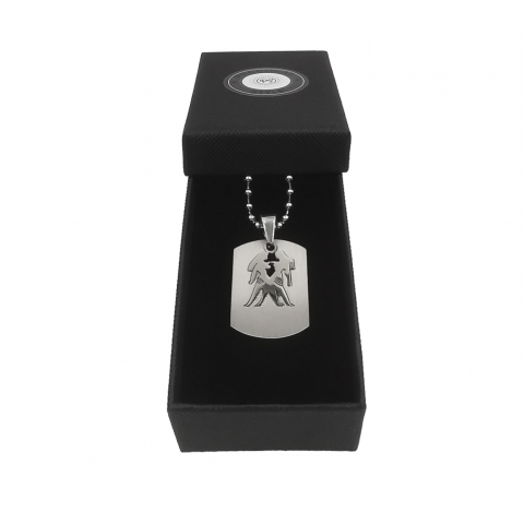 Lant inox US Army cu pandantiv Dog Tag tip placuta identificare zodia Gemeni [2]