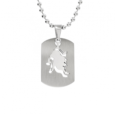 Lant inox US Army cu pandantiv Dog Tag tip placuta identificare zodia Leu [1]