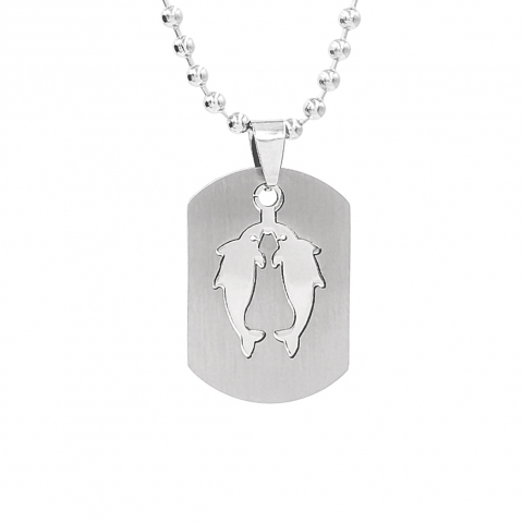 Pandantive - Lant inox US Army cu pandantiv Dog Tag tip placuta identificare zodia Pesti