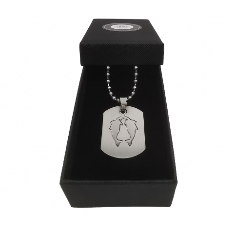 Lant inox US Army cu pandantiv Dog Tag tip placuta identificare zodia Pesti [3]