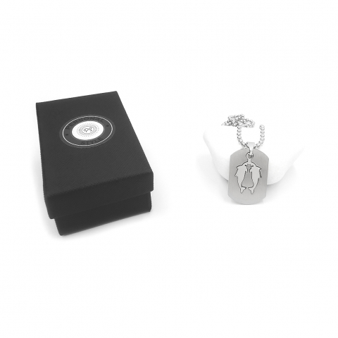 Lant inox US Army cu pandantiv Dog Tag tip placuta identificare zodia Pesti [4]