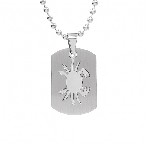 Pandantive - Lant inox US Army cu pandantiv Dog Tag tip placuta identificare zodia Rac