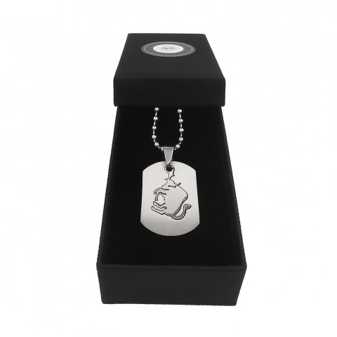 Lant inox US Army cu pandantiv Dog Tag tip placuta identificare zodia Taur [3]